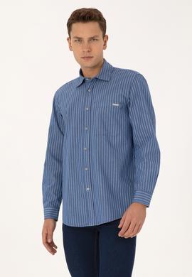 Erkek Açık Mavi Jean Çizgili Gömlek - 50309882015