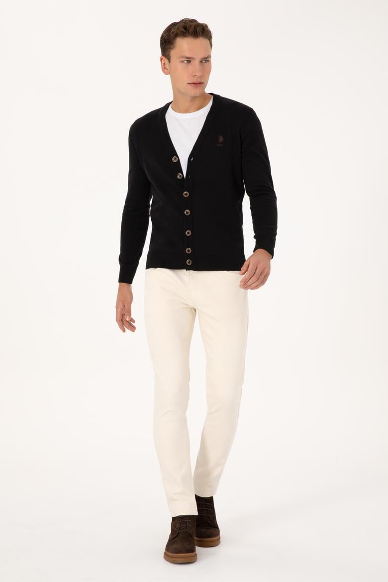 Erkek Siyah Basic Triko Hırka - 50313702019