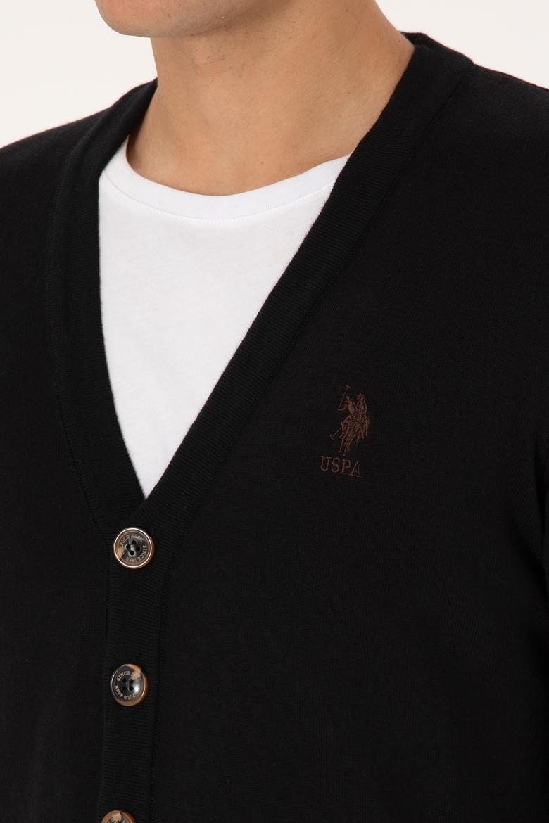 Erkek Siyah Basic Triko Hırka - 50313702019