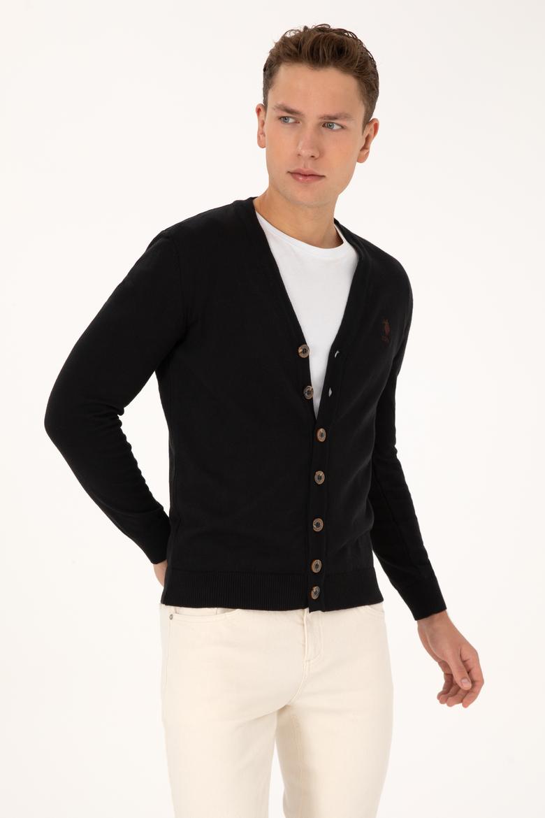 Erkek Siyah Basic Triko Hırka