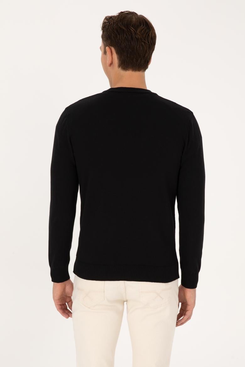 Erkek Siyah Basic Triko Hırka - 50313702019