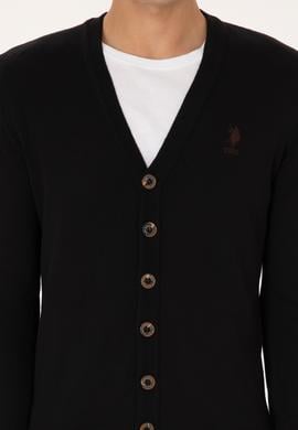 Erkek Siyah Basic Triko Hırka - 50313702019