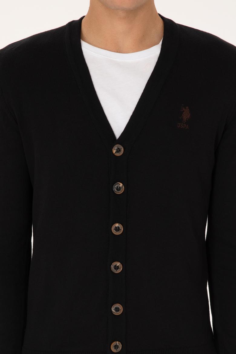 Erkek Siyah Basic Triko Hırka - 50313702019