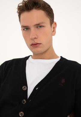 Erkek Siyah Basic Triko Hırka - 50313702019