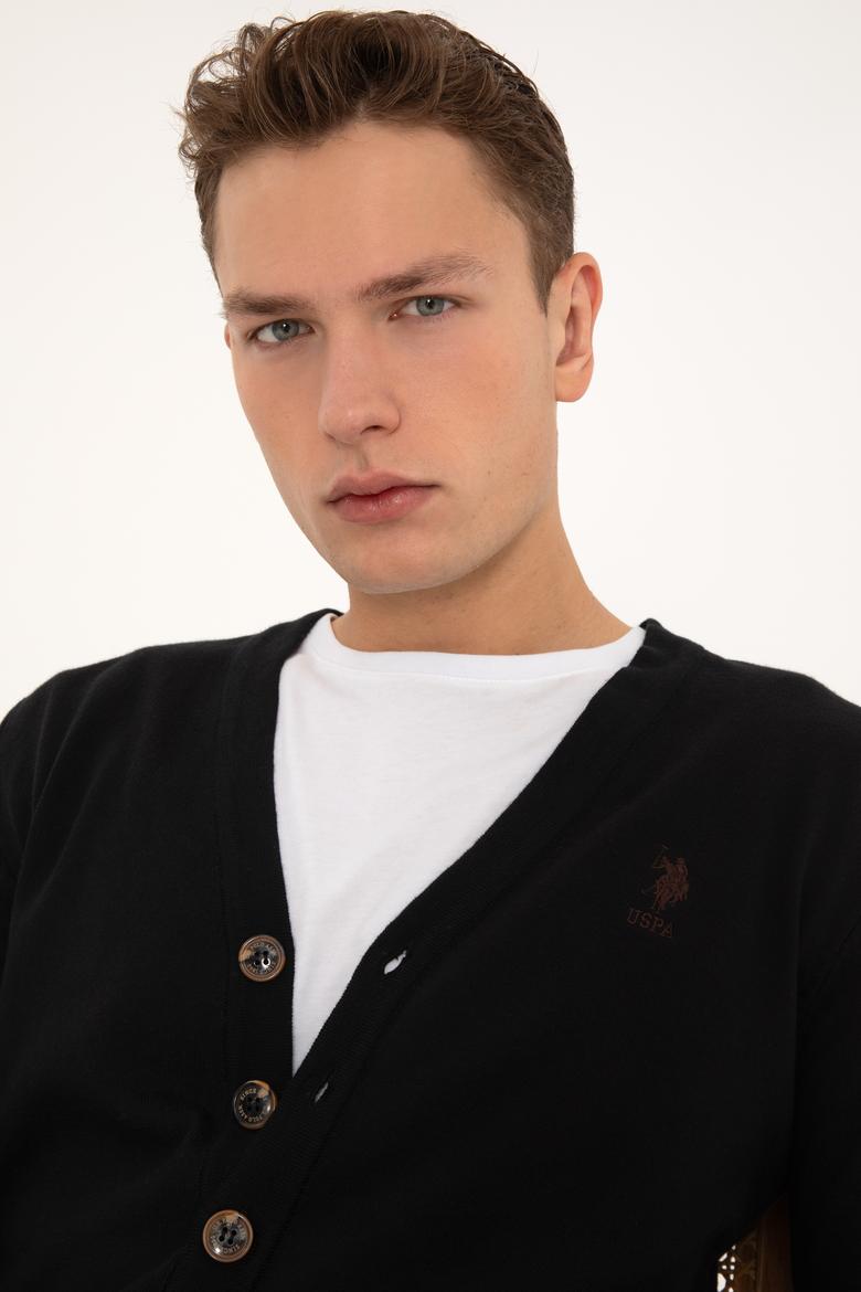 Erkek Siyah Basic Triko Hırka - 50313702019