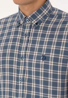 Erkek Açık Lacivert Uzun Kollu Ekoseli Gömlek - 50308578025