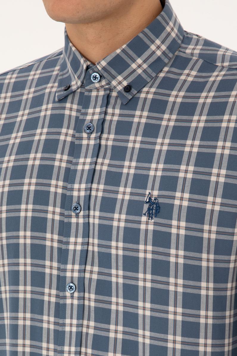 Erkek Açık Lacivert Uzun Kollu Gömlek