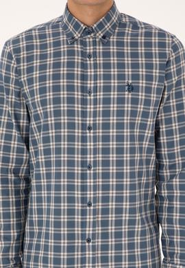 Erkek Açık Lacivert Uzun Kollu Ekoseli Gömlek - 50308578025