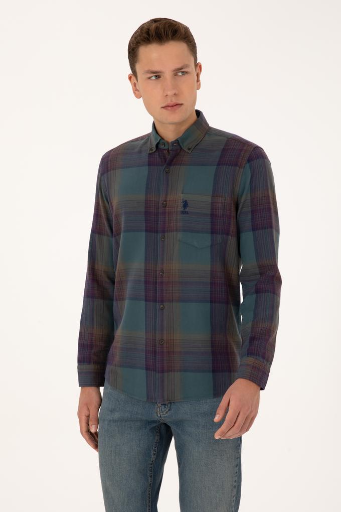 Erkek Koyu Yeşil Uzun Kollu Gömlek