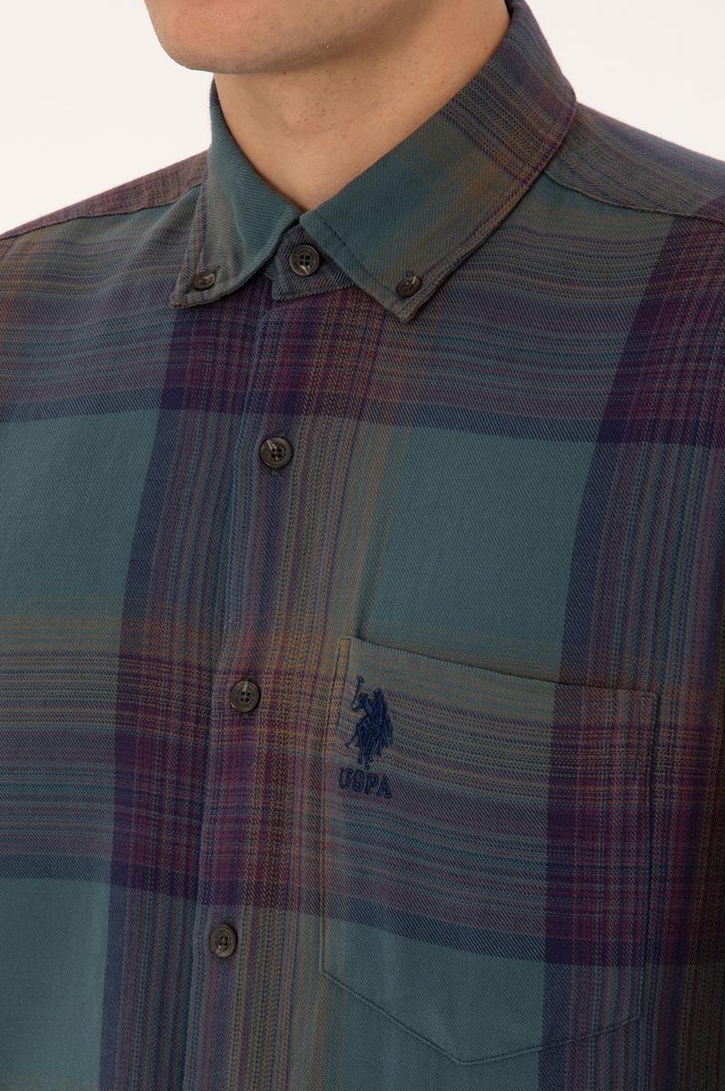 Erkek Koyu Yeşil Uzun Kollu Gömlek