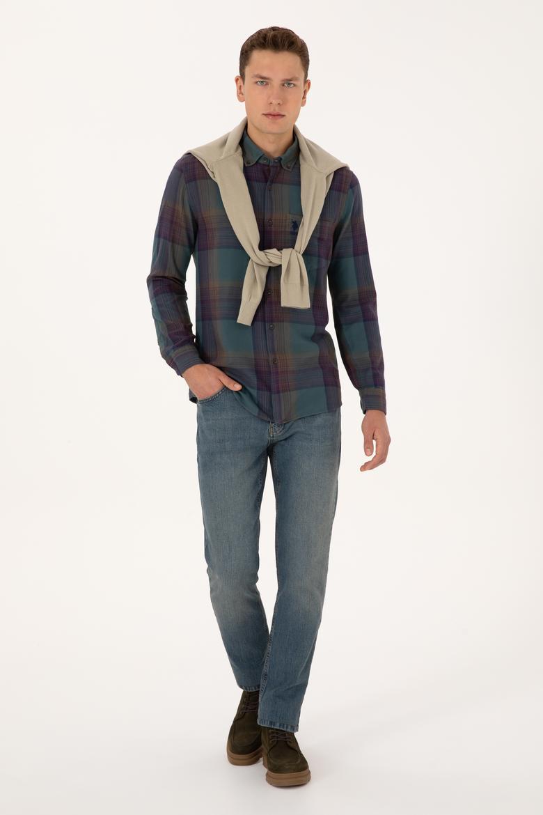 Erkek Koyu Yeşil Uzun Kollu Gömlek - 50308217018