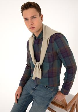 Erkek Koyu Yeşil Uzun Kollu Gömlek - 50308217018