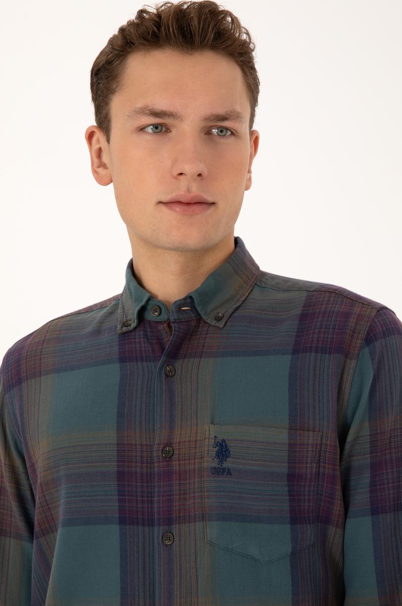 Erkek Koyu Yeşil Uzun Kollu Gömlek