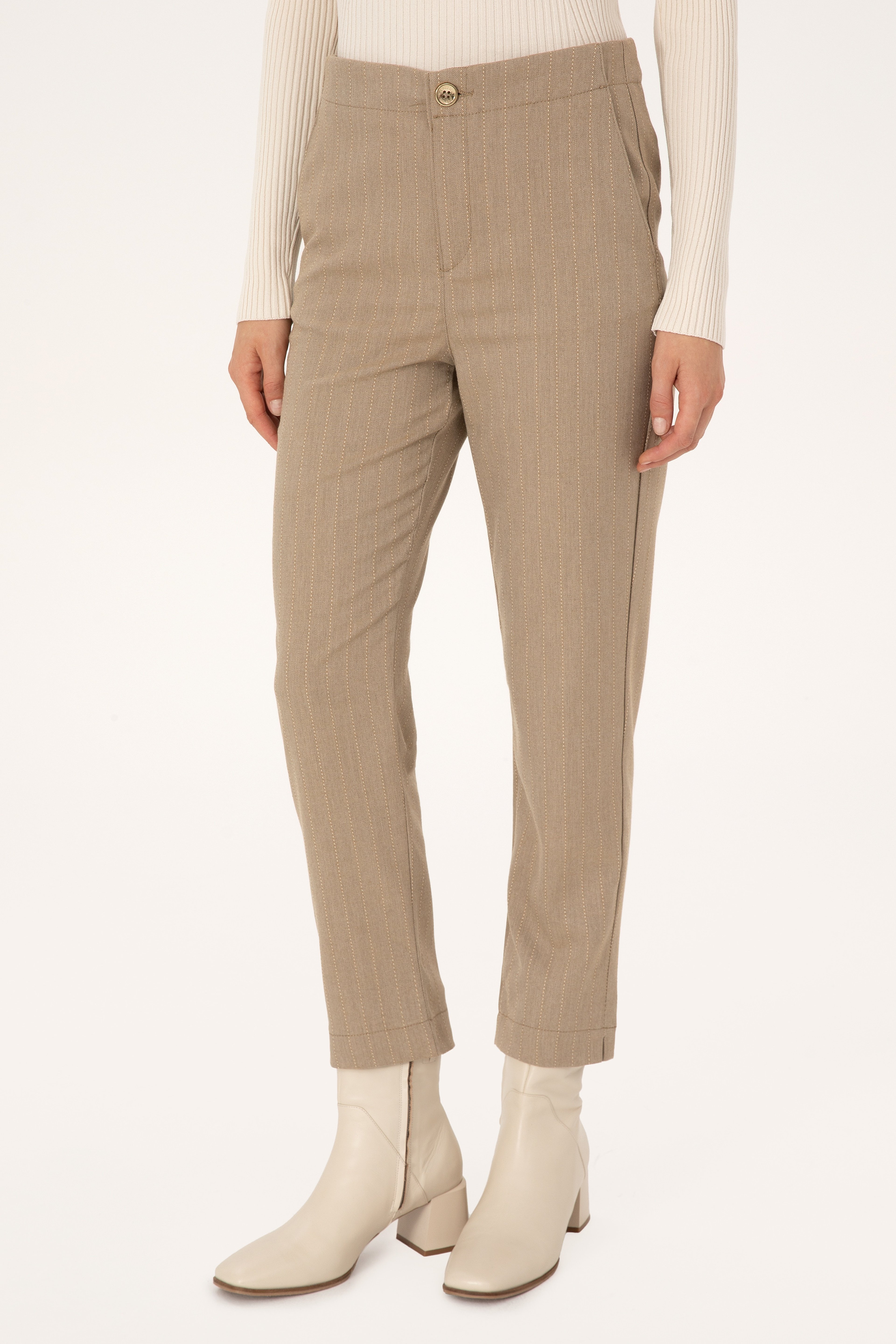 Kadın Camel Kanvas Pantolon - Image 2