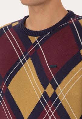 Erkek Regular Fit Bisiklet Yaka Mürdüm Kazak - 50308361032