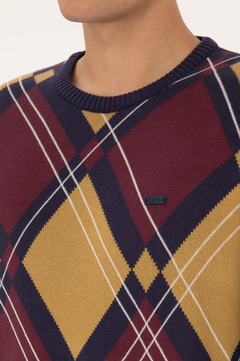 Erkek Regular Fit Bisiklet Yaka Mürdüm Kazak