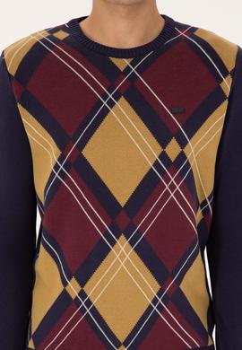 Erkek Regular Fit Bisiklet Yaka Mürdüm Kazak - 50308361032