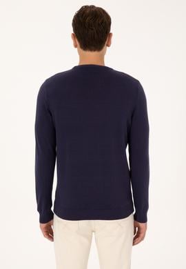 Erkek Regular Fit Bisiklet Yaka Mürdüm Kazak - 50308361032