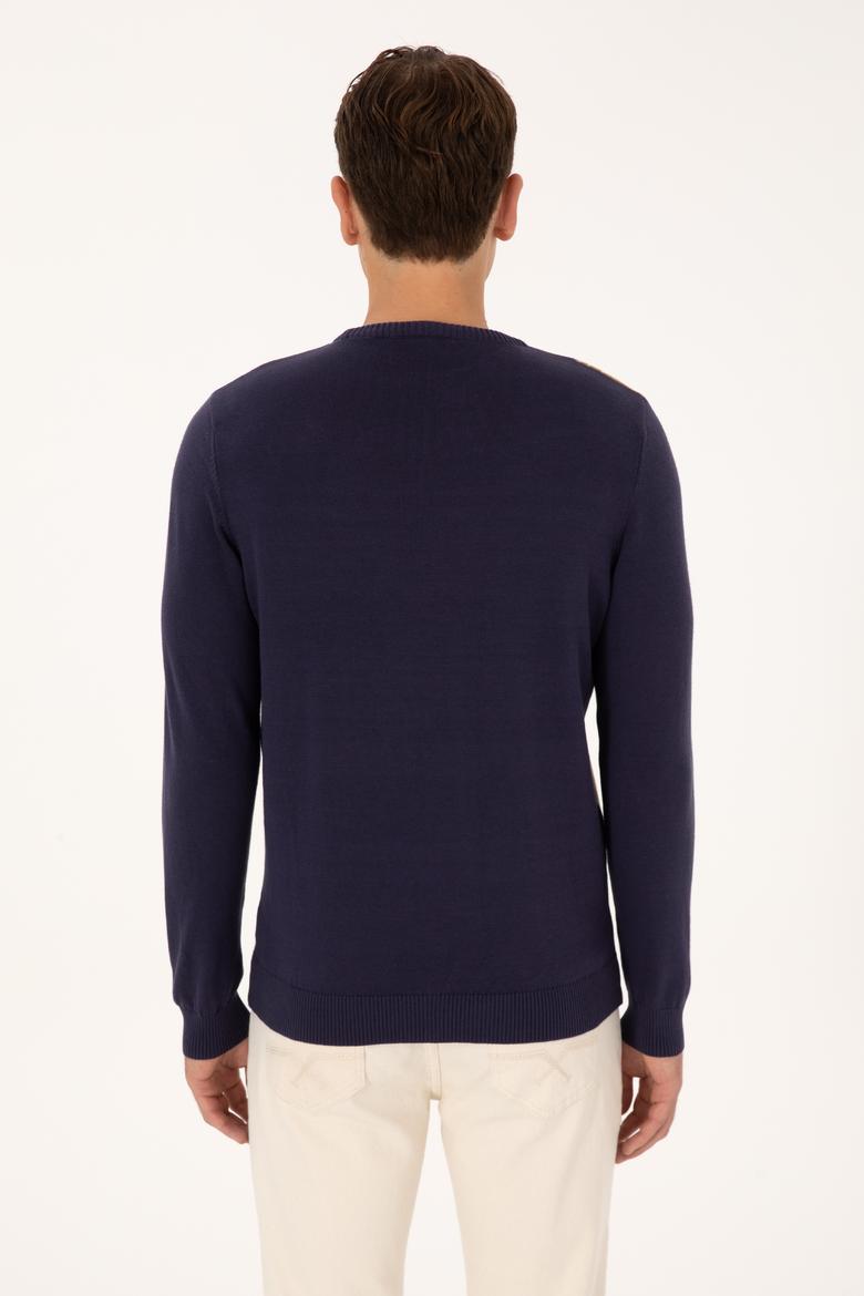 Erkek Regular Fit Bisiklet Yaka Mürdüm Kazak - 50308361032