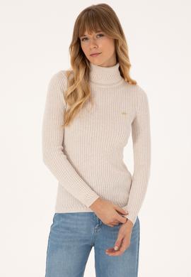 Kadın Krem Melanj Boğazlı  Kazak - 50307877017