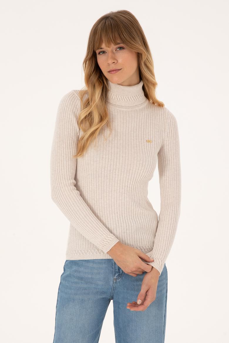 Kadın Krem Melanj Boğazlı  Kazak - 50307877017