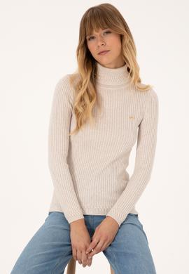 Kadın Krem Melanj Boğazlı  Kazak - 50307877017