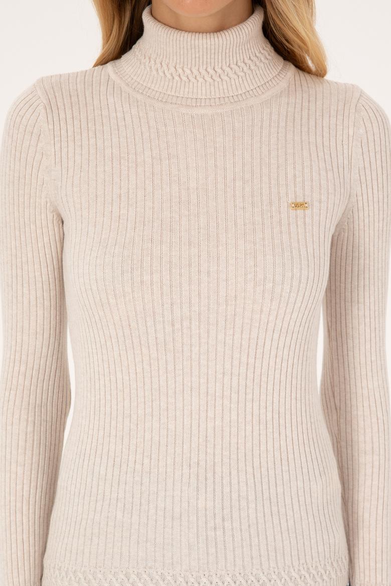 Kadın Krem Melanj Boğazlı  Kazak - 50307877017