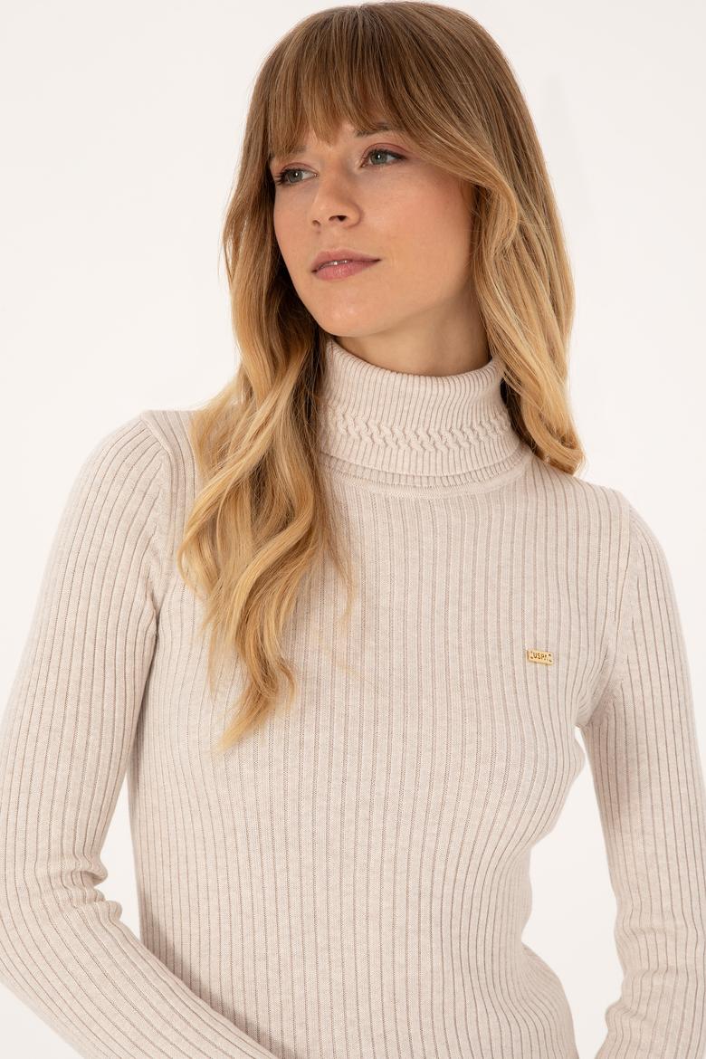 Kadın Krem Melanj Boğazlı  Kazak - 50307877017