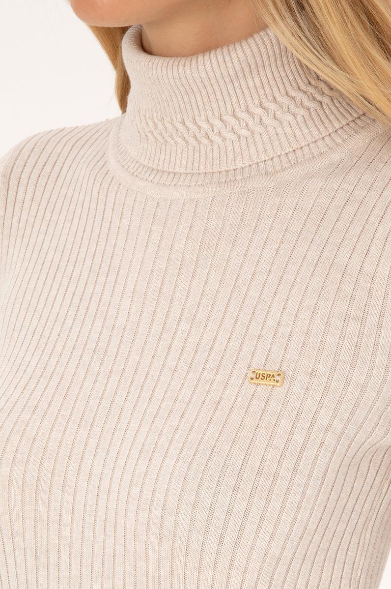 Kadın Krem Melanj Boğazlı  Kazak