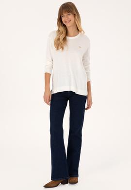 Kadın Ekru Bisiklet Yaka Basic Kazak - 50314454011