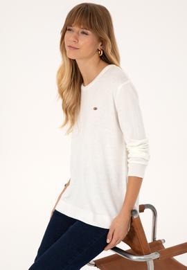 Kadın Ekru Bisiklet Yaka Basic Kazak - 50314454011