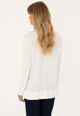 Kadın Ekru Bisiklet Yaka Basic Kazak - 50314454011