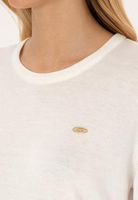 Kadın Ekru Bisiklet Yaka Basic Kazak - 50314454011