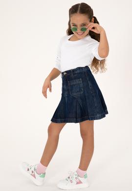 Kız Çocuk Beyaz Bisiklet Yaka Sweatshirt - 50317982011