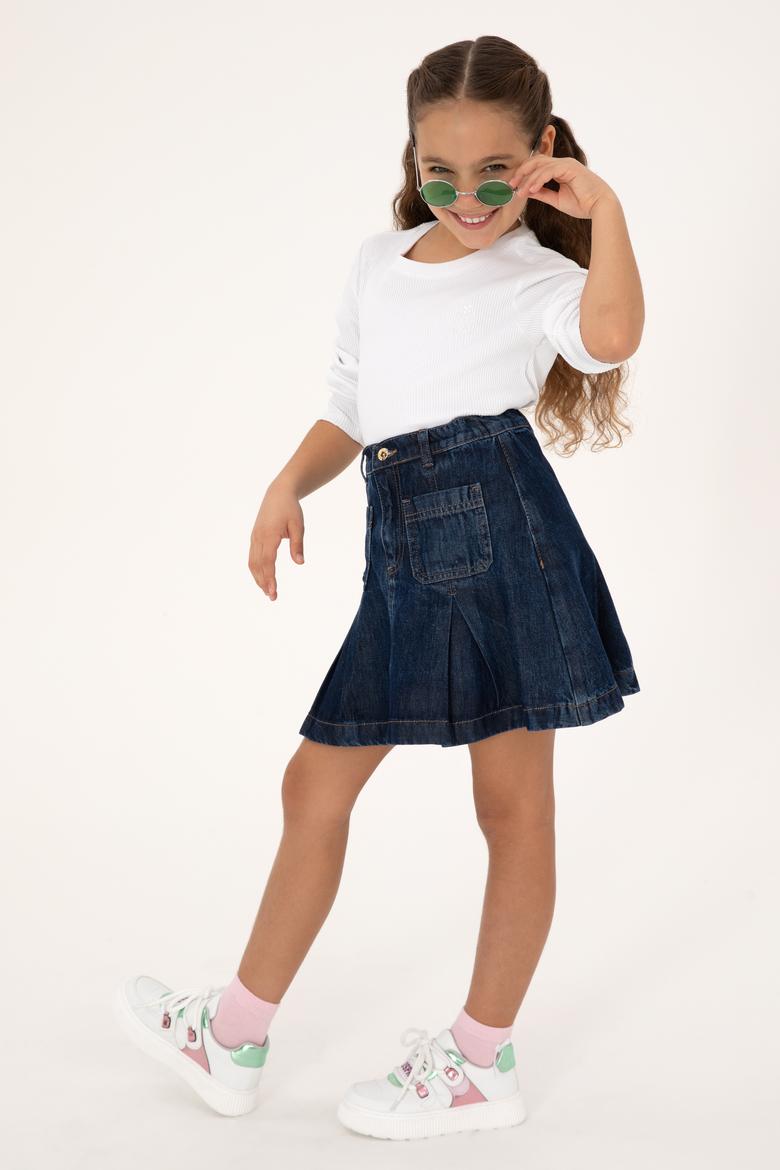 Kız Çocuk Beyaz Bisiklet Yaka Sweatshirt - 50317982011