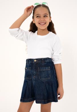 Kız Çocuk Beyaz Bisiklet Yaka Sweatshirt - 50317982011