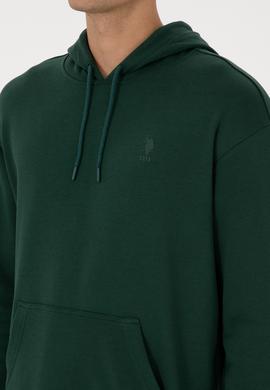 Erkek Comfort Fit Kapüşonlu Koyu Yeşil Basic Sweatshirt - 50313746031