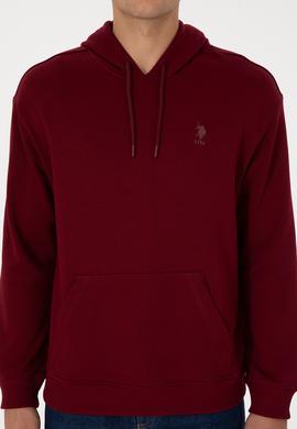 Erkek Comfort Fit Kapüşonlu Bordo Basic Sweatshirt - 50313746004