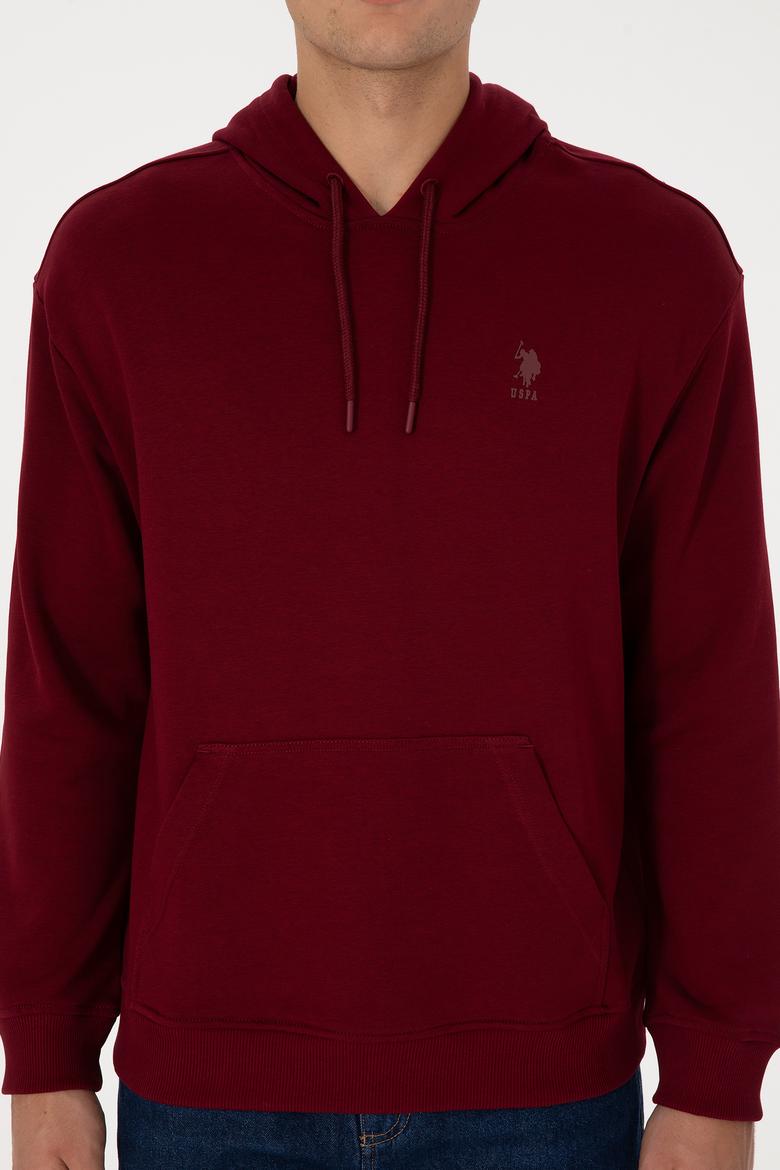 Erkek Comfort Fit Kapüşonlu Bordo Basic Sweatshirt - 50313746004