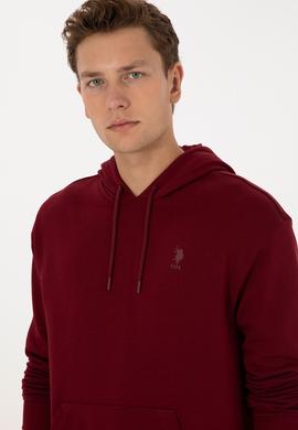 Erkek Comfort Fit Kapüşonlu Bordo Basic Sweatshirt - 50313746004