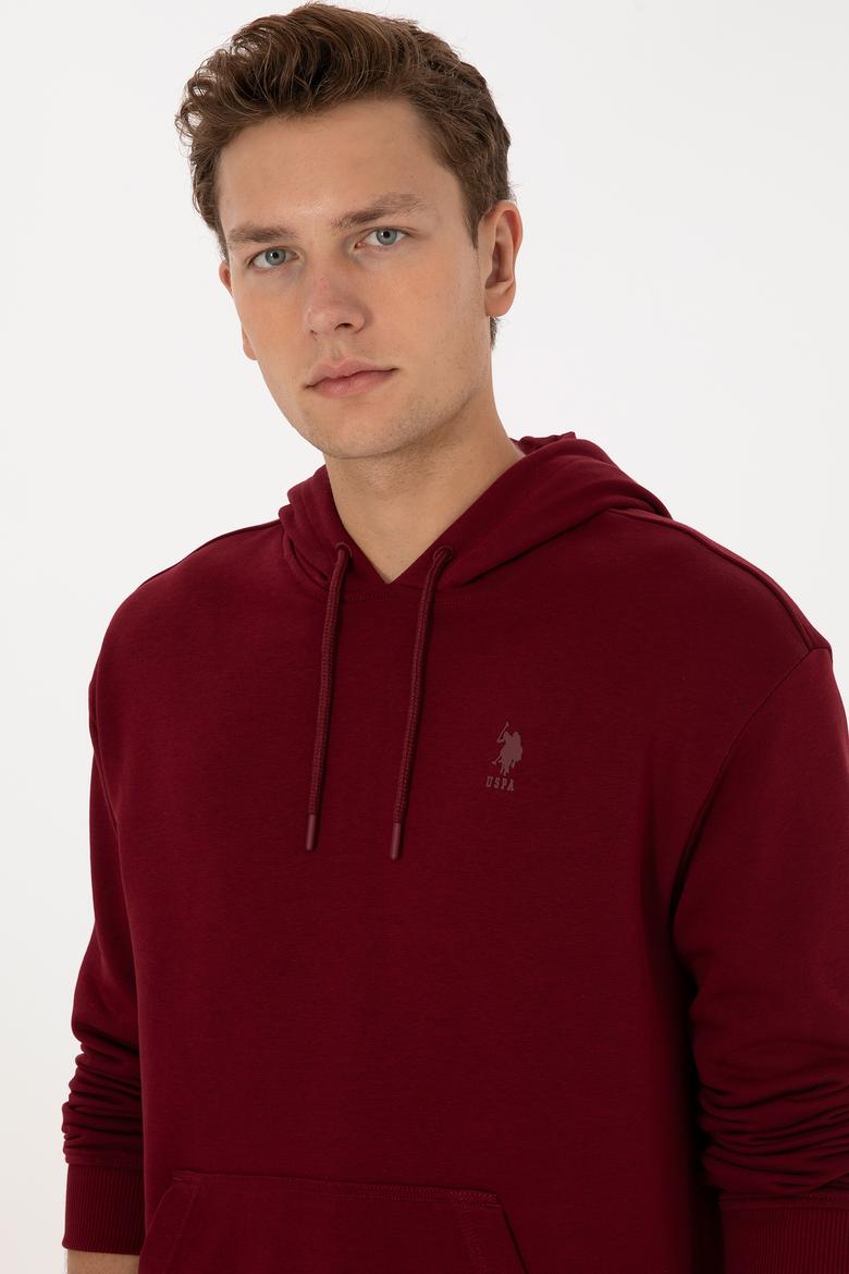 Erkek Comfort Fit Kapüşonlu Bordo Basic Sweatshirt - 50313746004