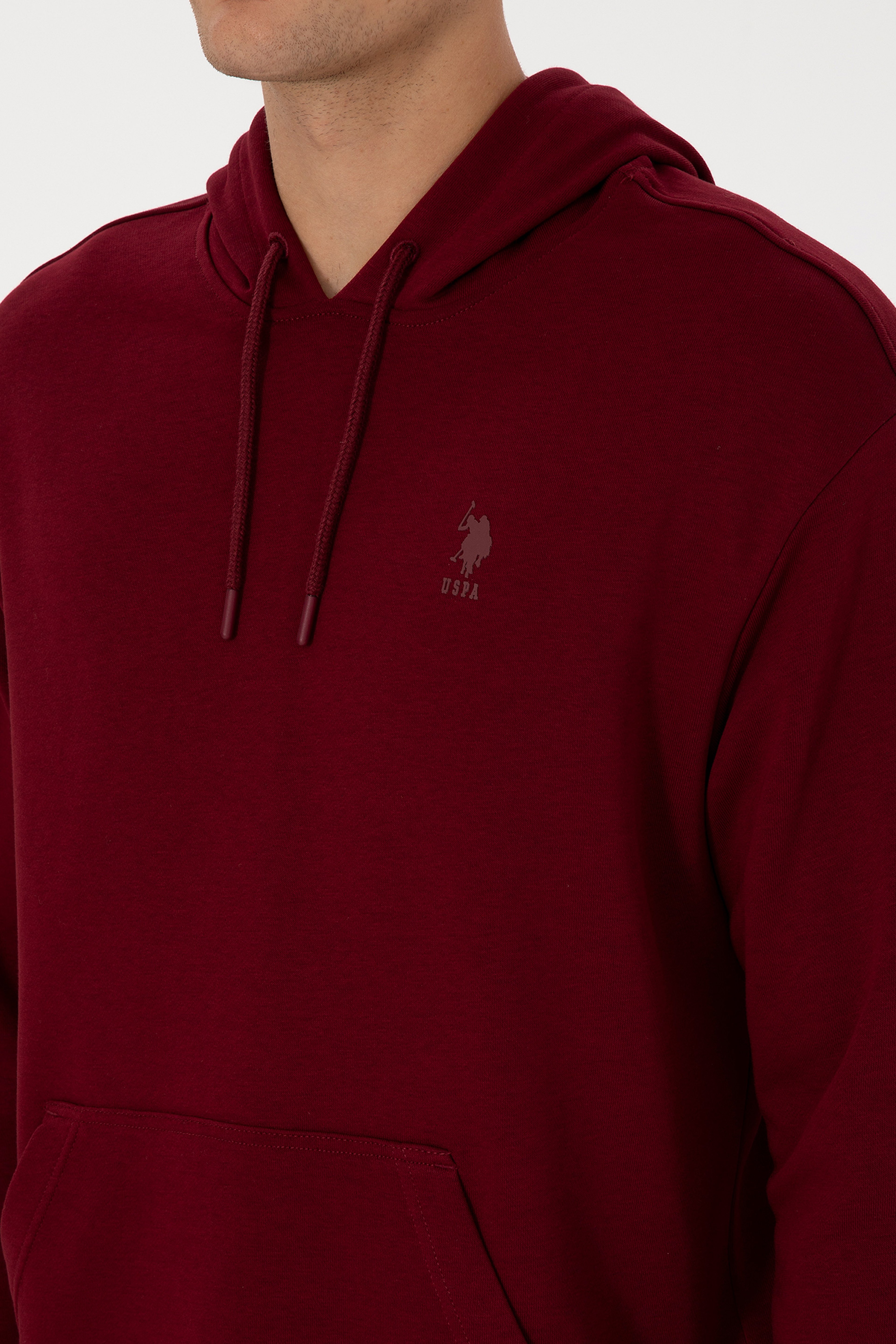Erkek Comfort Fit Kapüşonlu Bordo Basic Sweatshirt