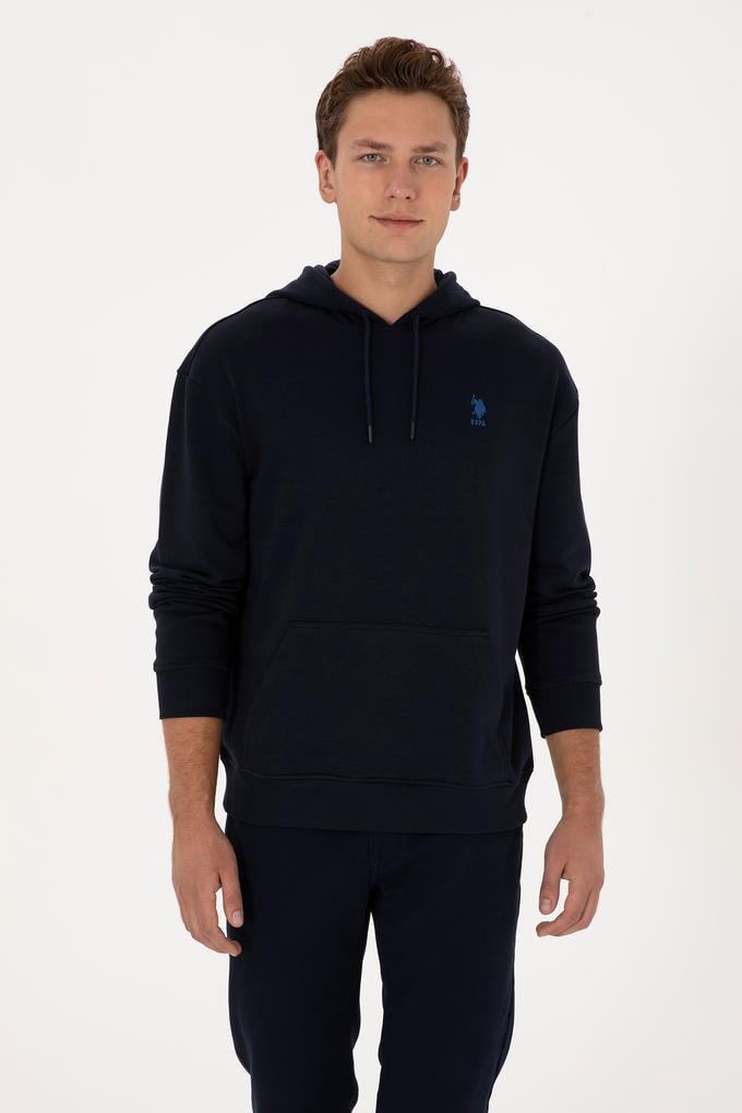 Erkek Comfort Fit Kapüşonlu Lacivert Basic Sweatshirt