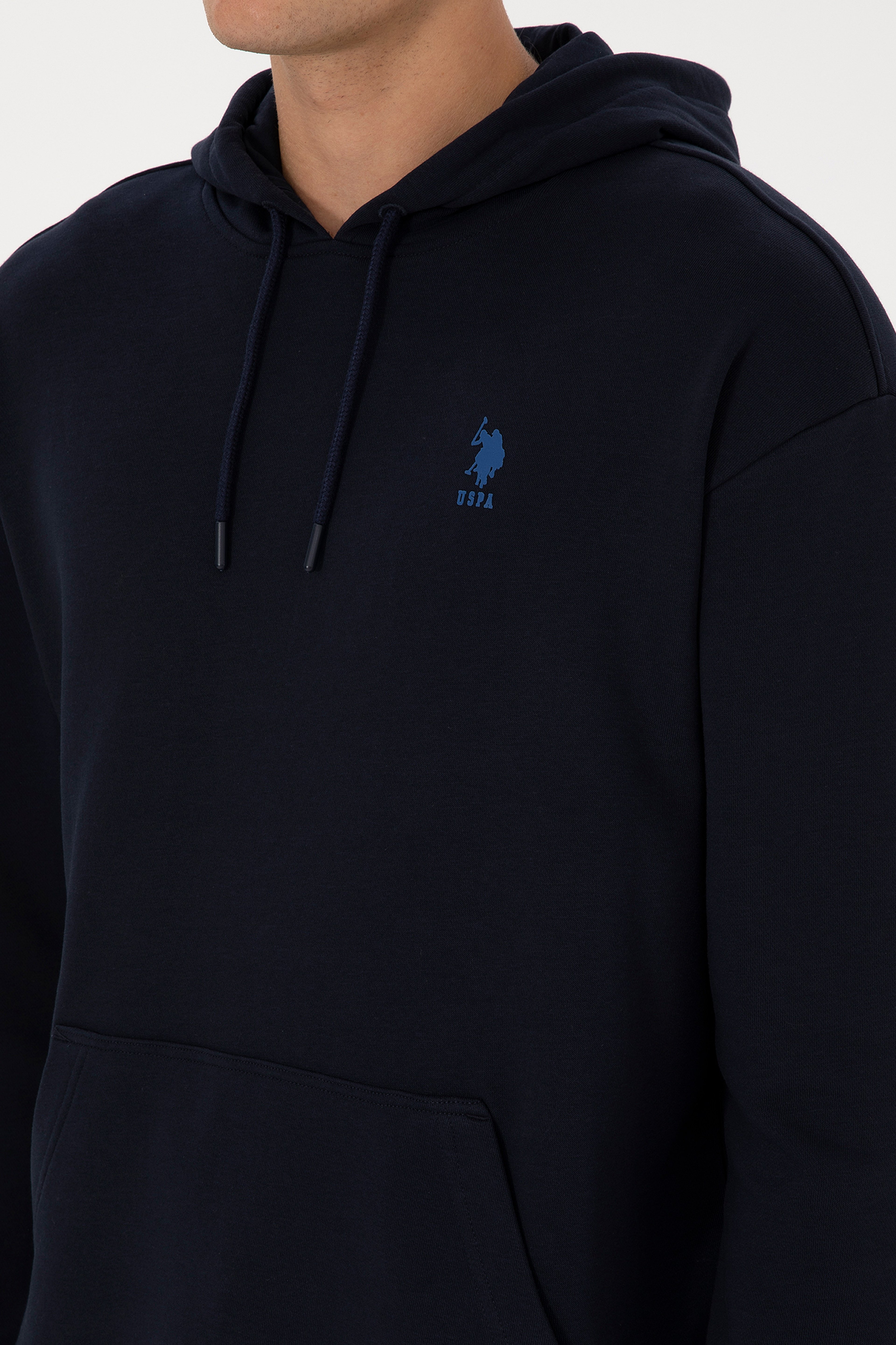 Erkek Comfort Fit Kapüşonlu Lacivert Basic Sweatshirt - Image 7