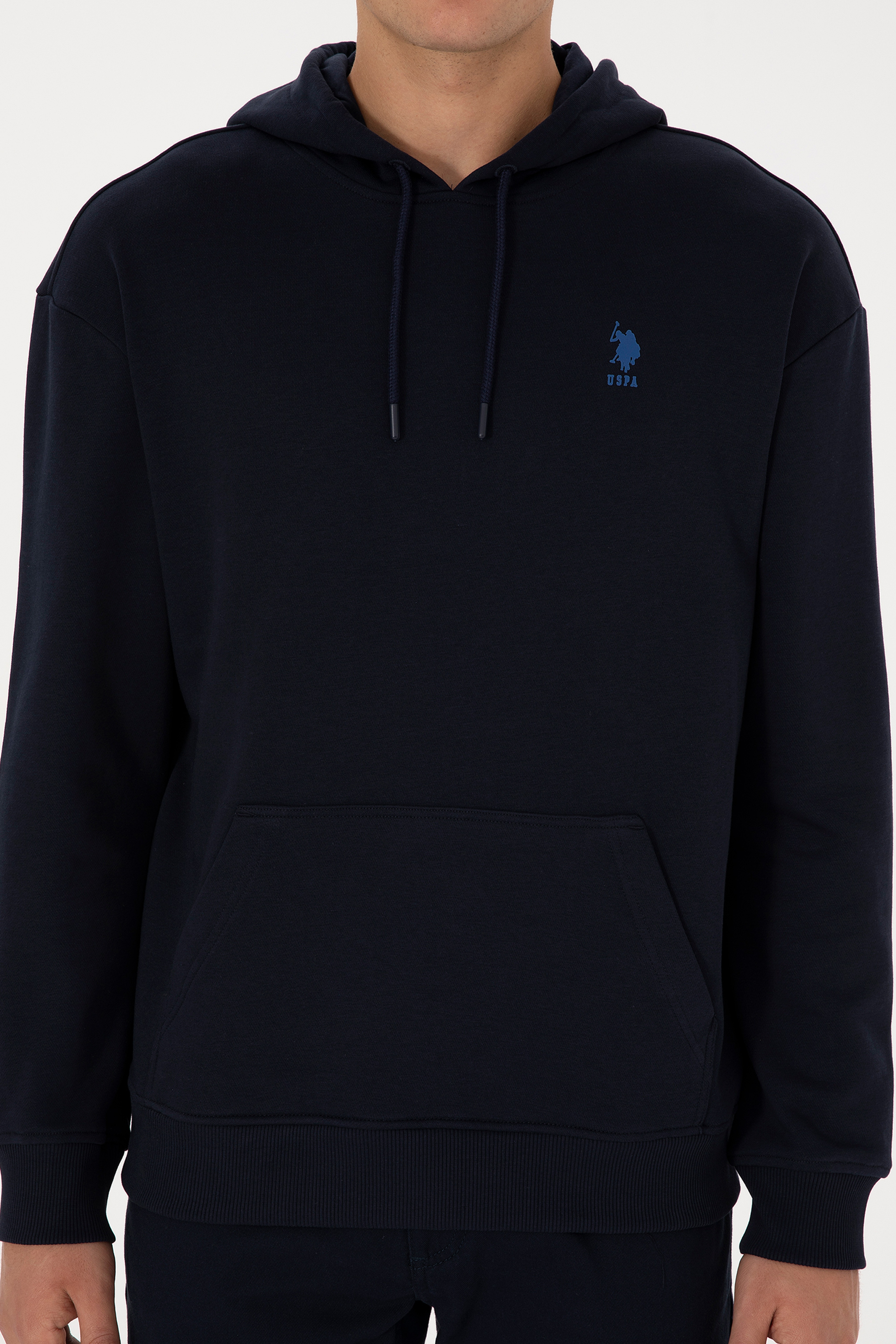 Erkek Comfort Fit Kapüşonlu Lacivert Basic Sweatshirt - Image 6