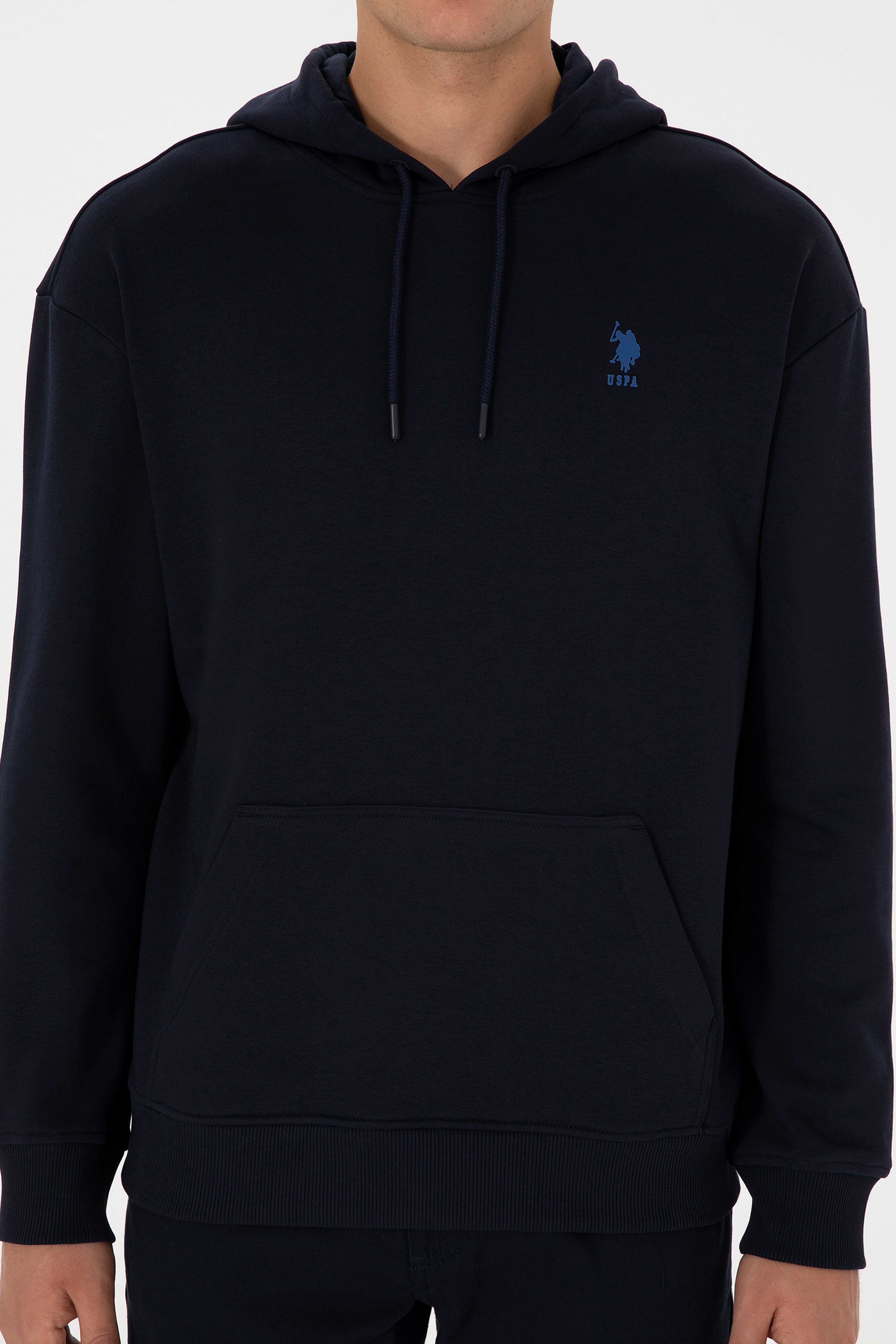 Erkek Comfort Fit Kapüşonlu Lacivert Basic Sweatshirt