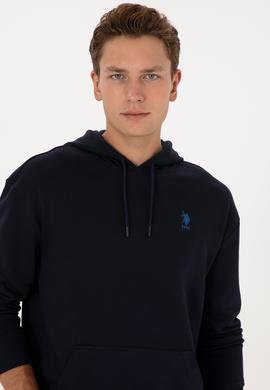 Erkek Comfort Fit Kapüşonlu Lacivert Basic Sweatshirt - 50313746021