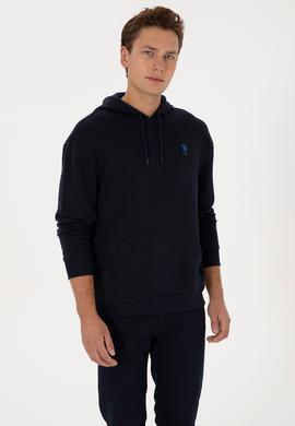 Erkek Comfort Fit Kapüşonlu Lacivert Basic Sweatshirt - 50313746021