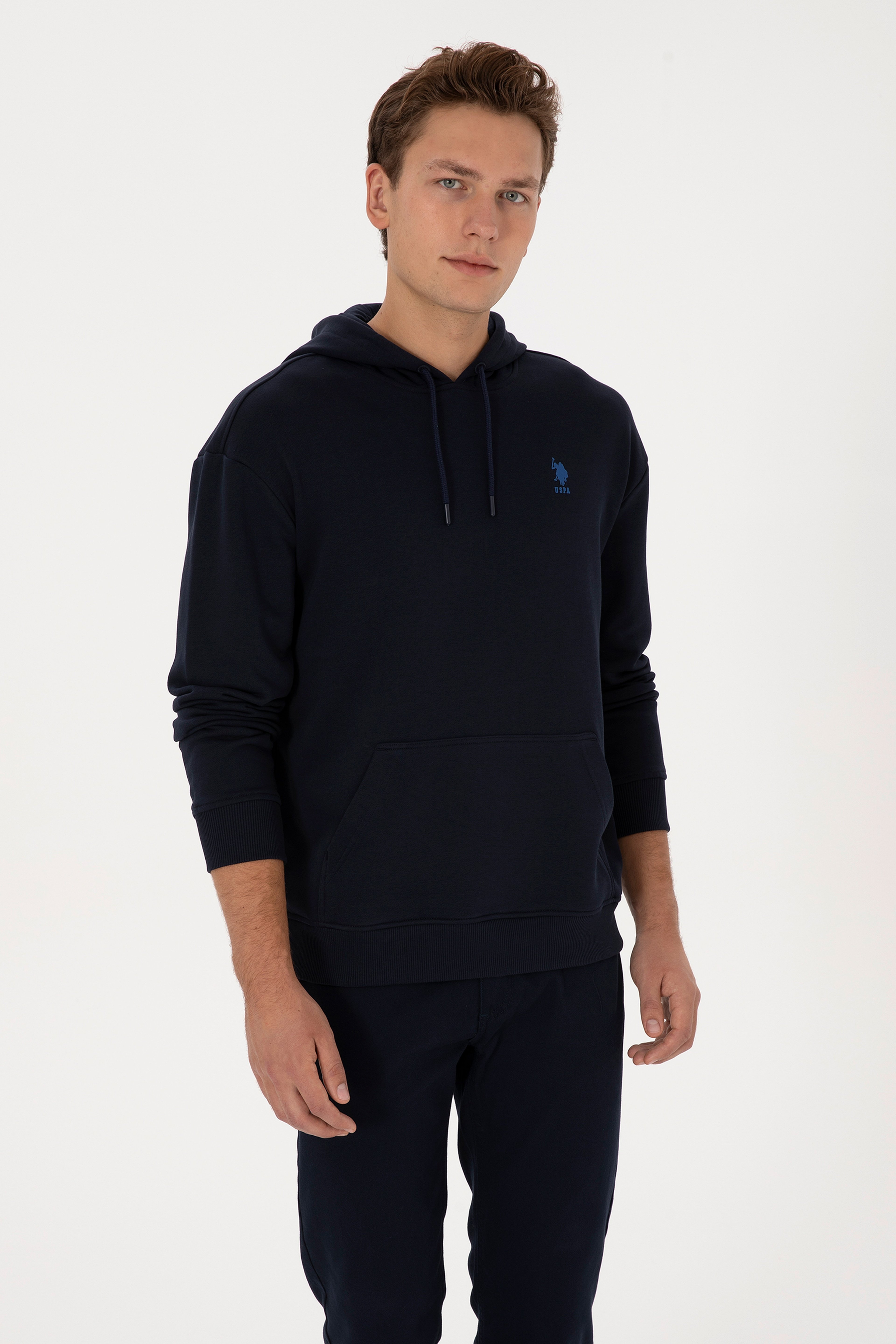Erkek Comfort Fit Kapüşonlu Lacivert Basic Sweatshirt - Image 3