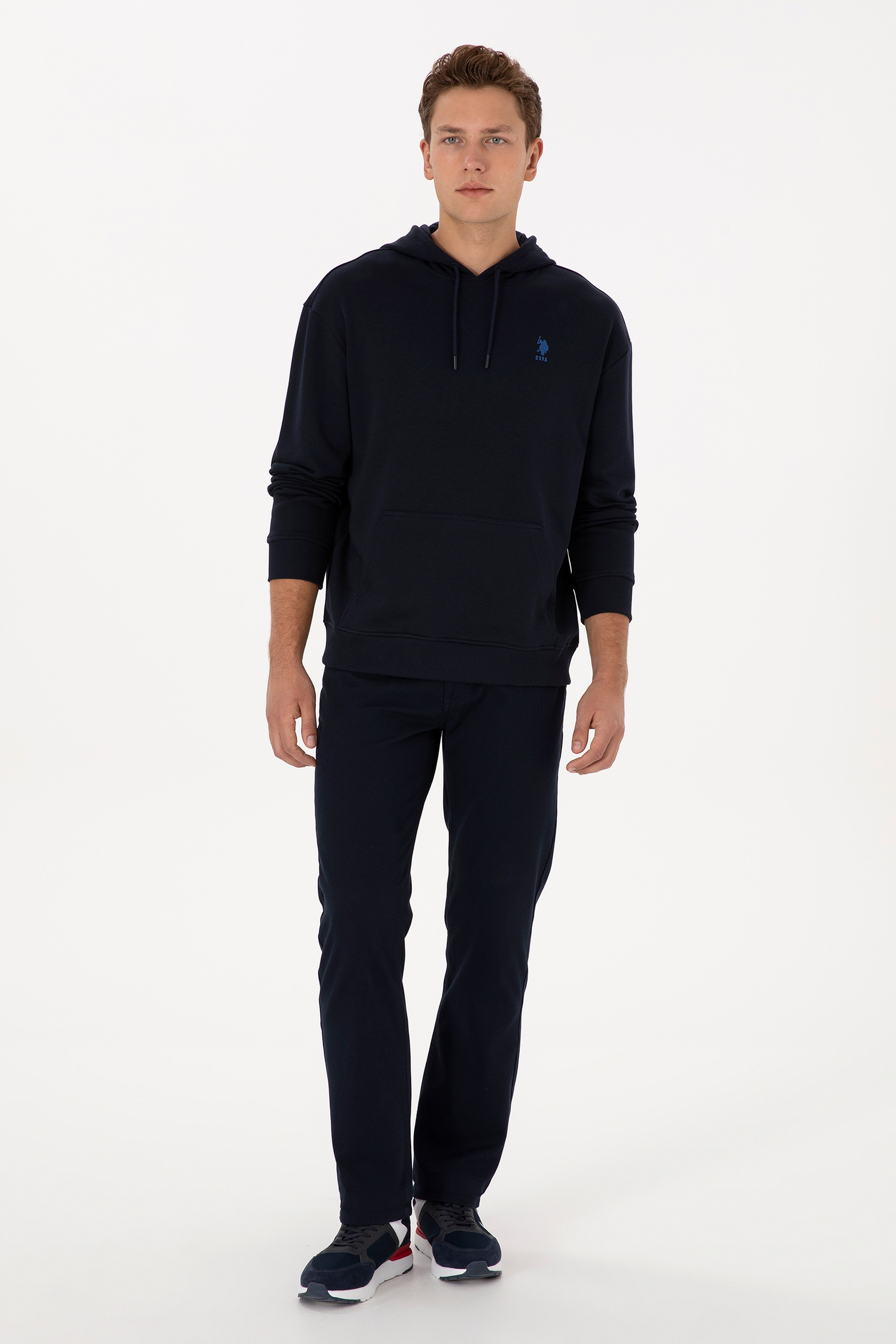 Erkek Comfort Fit Kapüşonlu Lacivert Basic Sweatshirt - Image 4